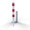 Barrier posts | Steel tube  89 x 2,9 mm | removable, with triangular locking mechanism | hot-dip galvanized and white coatedwith three red reflecting stripes | without eyelet